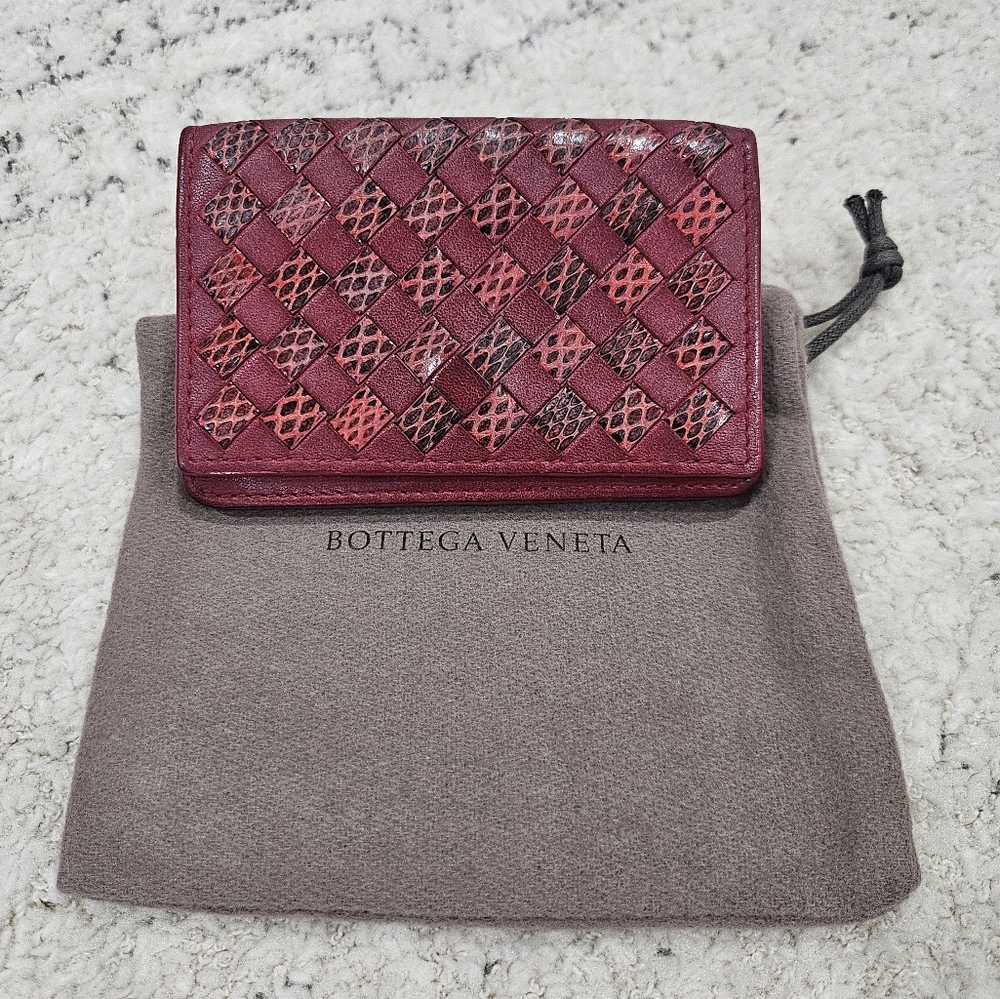 Bottega Veneta Red Woven Wallet